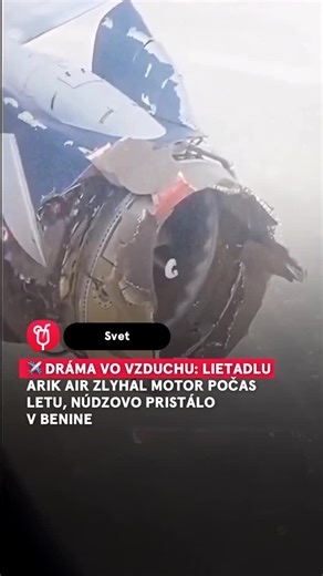 Koktejl.sk on Instagram: "Napäté chvíle zažilo 80 pasažierov letu W3 740 z Lagosu do Port Harcourtu. Lietadlu Boeing 737-7GL spoločnosti Arik Air počas letu poškodil ľavý motor – posádka najprv počula hlasný výbuch, následne sa rozhodla pre odklon. Stroj bezpečne a bez zranení pristál na letisku v Benine. Prípad už vyšetruje Nigérijský úrad pre vyšetrovanie leteckých nehôd (NSIB). Všetci cestujúci sú v poriadku. ✈️ zdroj: X/nexta www.koktejl.sk #aircraft #leteckadoprava #bezpecnost #spravy"