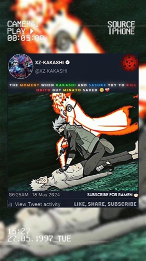 Minato Save The Obito When Kakashi Was Going to Kill Him 🥺❤️‍🩹 #naruto #obito #shorts