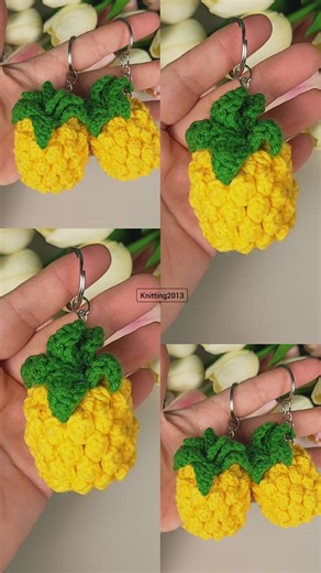 How to crochet a pineapple keychain. Very easy for beginners. 🍍 #part1 | Knitting2013