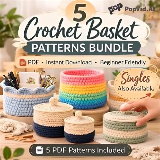 Crochet Storage Basket Pattern | Instant Download #ytshorts #crochet #crochetpattern #crochetproject
