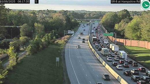 Route 8 South reopens after crash closure causes big delays at Steels Corners Road