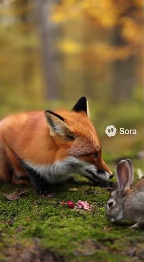 CCTV Catches Fox and Bunny Eating Side by Side 🦊🐇 #cuteanimals #ai #shorts