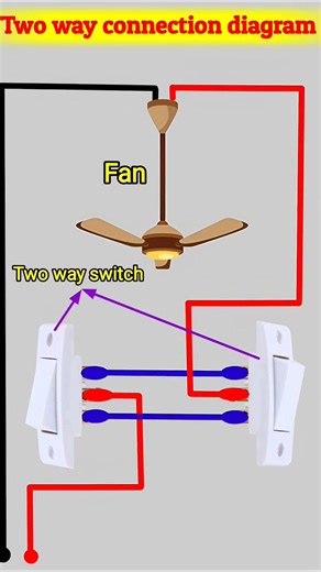 Two Way Switch Fan Connection Diagram | दोन ठिकाणाहून फॅन कंट्रोल कसा करायचा 🔌🌀