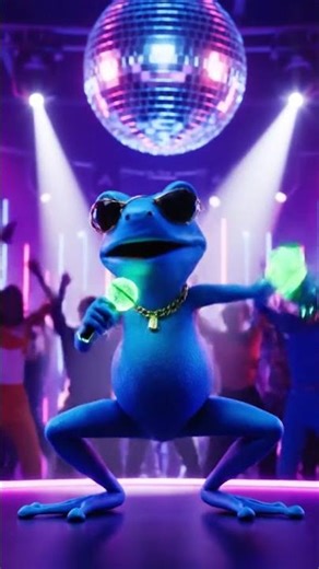 Bro Frog rapping in a disco club with funny energy and glowing microphones #frogdance #spongebob