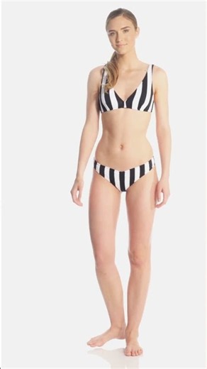 😉 Black & White Stripe Bikini Set for Women Front Cross Design Push Up High Waisted Two Piece