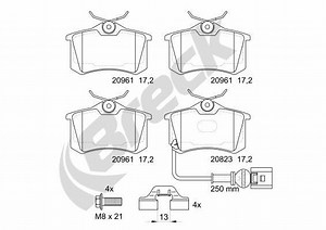 23823 10 704 10 BRECK Brake pad set incl. wear warning contact, with integrated wear sensor | AUTODOC price and review
