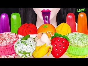 ASMR WAGASHI BEAN CAKE, RAINBOW JELLY, GREEN TEA ICE CREAM 말랑 화과자, 무지개 젤리, 녹차 아이스크림 먹방 EATING SOUNDS