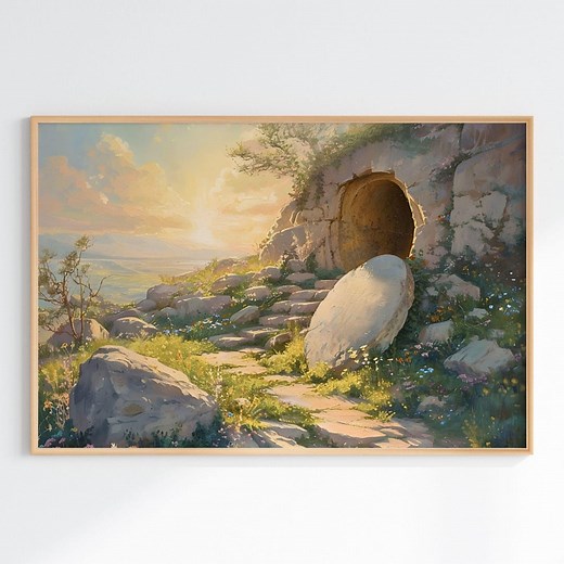 Empty Tomb Painting, He is Risen Printable Bible Verse Wall Art Decoration Jesus Painting Easter Scripture Art, Jesus Resurrection Wall Art - Etsy