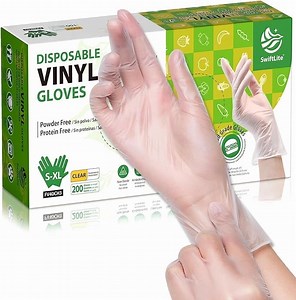 SWIFTLITE Disposable Vinyl Gloves, Food Safe, Latex-Free Powder-Free Clear Plastic Gloves for Cooking, House Clean, Food Prep (200, Medium) - Walmart.com