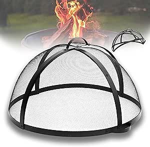 New Corrosion-Resistant 30In Round Fire Pit Spark Screen Cover,Heavy Duty Steel Backyard Fire Pit Screen with Hinge,Outdoor Patio Easy-Opening Fire Pit Screen 30 inch Round Cover Guard
