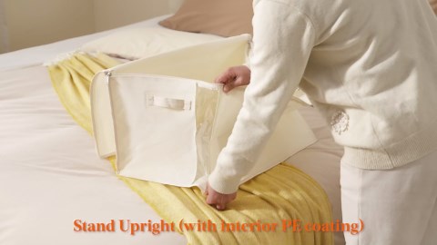 Lifewit Canvas Cotton Comforter Storage Bags with Zipper 4 Pack, 60L Breathable Foldable Clothing Containers, Linen Sweater Organizers Boxes for Clothes, Blankets, Pillows, Duvets, Bedding