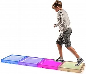 Playlearn USA Playlearn Rechargeable Sensory Interactive LED Light Up Floor Tile - Touch Sensitive Color Changing- with Remote Control - 1 Tile (Rechargeable Large Square)
