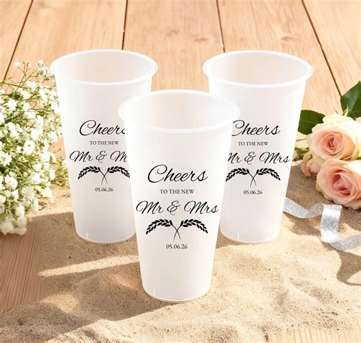 Personalized Plastic Cup, Wedding Party Cups, Frosted Cups, Frost Flex Cups, Printed Cups, Custom Wedding Cups, Monogram Cups, Plastic Cups - Etsy UK