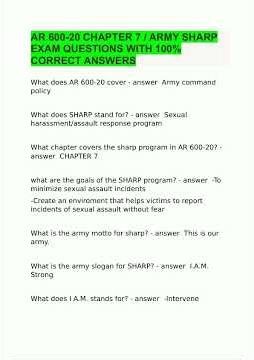 Ar 600 20 Chapter 7 Army Sharp Exam Questions With 100 Correct Answers