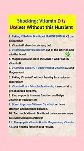 1.7M views · 8.2K reactions | . . . Shocking Vitamin D is Useless Without this Nutrient #vitamind #vitamins #reelsfbシ #postviralシ #ukreels #tiktokviral #reelsfacebook #usareels #reelsviralシ #HealthyLiving #goviral #newyork #Trump | My Health Tips | Facebook