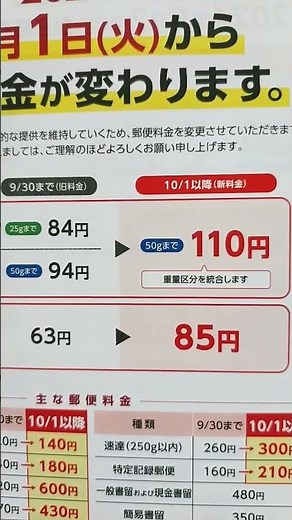 注意 郵便料金が変わります 定形郵便物 通常はがき レターパックプラス レターパックライト 速達 特定記録郵便 封筒 ハガキ 値上げ 新料金 値上がり 郵便物 郵便局 10月1日 変更 郵便料金