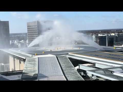 Fire Suppression System Test for a Hospital Helipad.