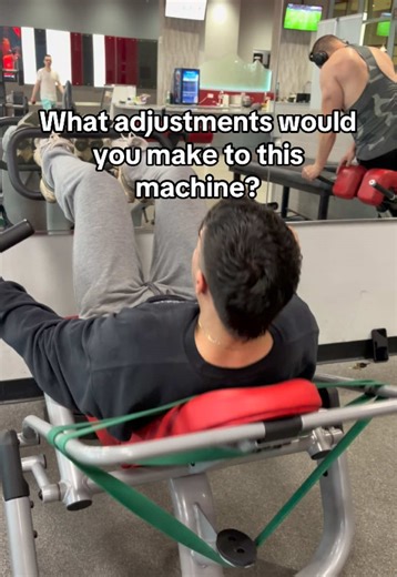 This machine is the Ab-X from Precor. On this, there is no easy way to add plates or resistance, hence the band in the video. This Ab-X also loses tension at the bottom, so it's easy for people to let it drop and bang instead of controlling the contraction. To fix it, they would need to adjust the resistance curve or add a smoother stop so it stays under tension throughout. The movement path feels too fixed, so it can feel like the machine is forcing the motion. To fix it, it would need to move 