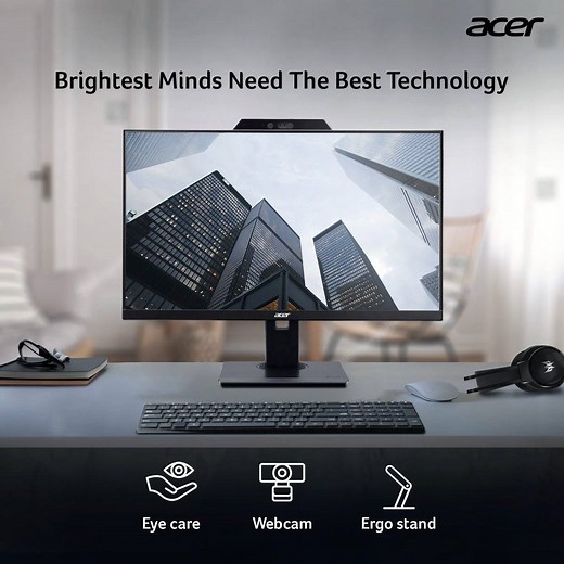 Experience the world without boundaries with the near bezel-less design of the Acer B227Q Monitor. With a built-in webcam, Acer Eyecare technologies, and ErgoStand that lets you tilt, pivot, and swivel the monitor up and down. Check out the monitor now: https://amzn.to/2EYDOET | Acer India