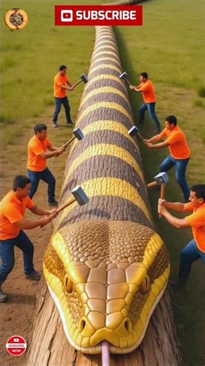 rescue giant python from giant log #ai #youtubeshorts #shorts #viral #foryou #snake #video