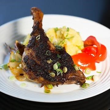 Roasted Duck Leg with Mustard Mashed Potatoes