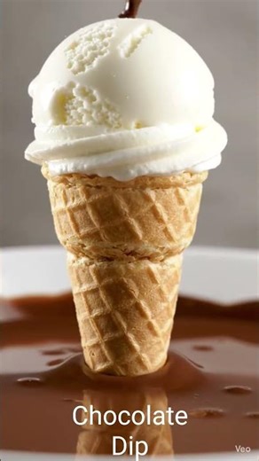 Vanilla flavour ice-cream 🍦🍦 Dip with chocolate cream.