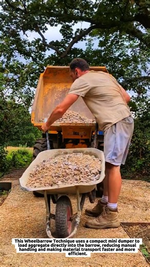 Wheelbarrow Technique for Loading Aggregate from a Mini Dumper | Faster Material Handling