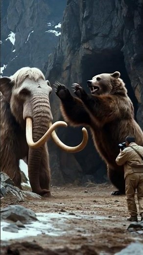 Mammouth vs Ours des cavernes 🐘🐻 #Préhistoire #CombatÉpique #Shorts