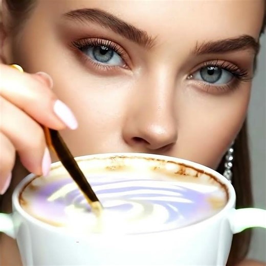 ☕✨ Luminous Pastel Latte ASMR: Gentle Stirring & Glowing Foam Whispers🌸#asmr #eatingsounds