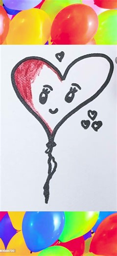 How to Draw and Color a Cute Heart Balloon 🎈💕 Easy Art 💕