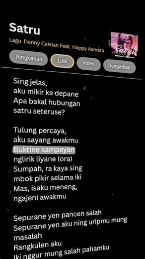 Lirik Lagu | Satru #liriklagu #trendingshorts