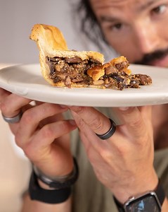 A melange of mushrooms, broccoli, tofu, and wine create a hearty filling for Daniel Churchill's Aussie Meat(less) Pie. Encased in a buttery and tender hand-rolled crust, the plant-powered dish is an umami-packed ode to the chef's home country of Australia. Click to watch the full episode of Chefs At Home on YouTube! https://youtu.be/GSSixV_ojyw #Sponsored | Food & Wine