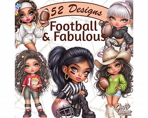 52 Png, Football Clipart PNG, Game Day Girls Clip Art, Sassy Fashion Girls in Jerseys, Glitter Football Outfits, Cheer Signs, Printable Png - Etsy