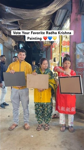 Which Radha Krishna Painting Wins Your Heart? ❤️💙💛 #shorts