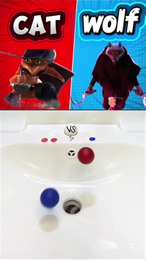 Cat vs Wolf 🐱🐺 Red or Blue Battle! #cat #wolf