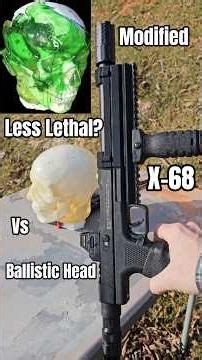 Air Powered Modified Less Lethal vs Ballistic Dummy Lab Head: X-68 100 Joules