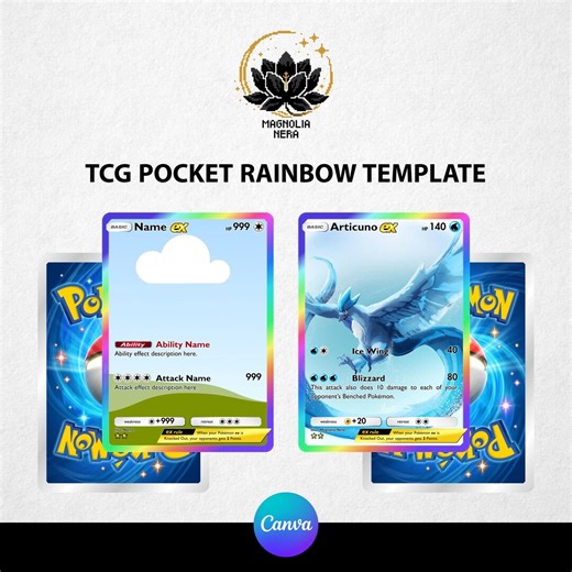 Custom TCG Pocket Rainbow Template / Editable / Personalized Trading Card / DIY Pokémon Gift / Canva / Pokémon-inspired - Etsy