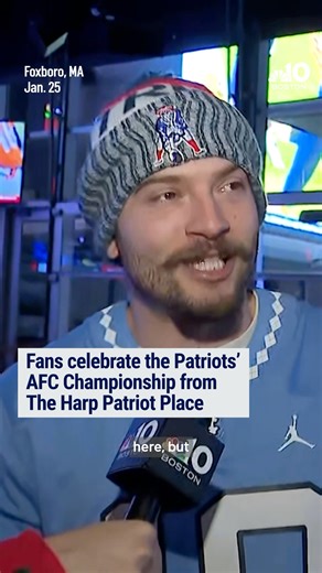 Fans braved the weather in Foxboro to watch the Patriots win the AFC Championship from The Harp Patriot Place. | NBC10 Boston