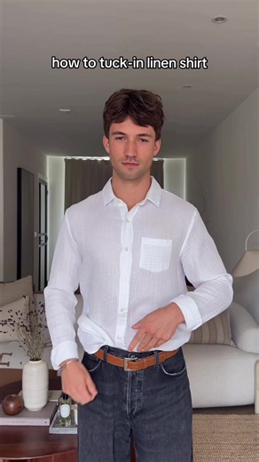 How to tuck-in linen shirt 👕 | Would you try this? Save for later 👀 #mensfashion #linen #shirt