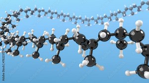 plastic polymer molecular structure 3d animation. Can be used to represent a macromolecule chemical structure, polymerization process or plastic manufacturing and recycling