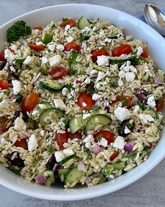 Greek Lemon Feta Orzo Salad - Spoonful of Si