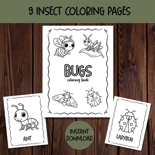 Easy Bug Coloring Pages for Kids, Toddlers, Preschoolers, Home School, Insect Coloring Book, Instant Download - Etsy