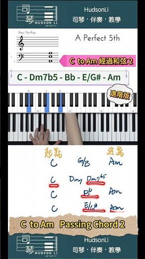 Chord progression C 去 Am 經過和弦 進階版2 #誰曾應許 #教學 #和弦進行#詩歌 #司琴 #passingchord