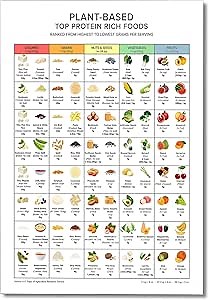 Osdfem Rich Plant-based Protein Chart Wall Art, Top Protein Foods Poster, Keto Diet Meal Planning, High Proteins Guide Print, Vegetable and Fruit Protein Guide Poster Canvas 12x16in Unframed