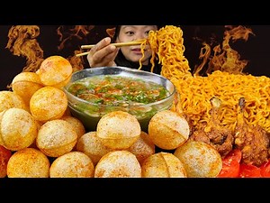 Spicy Panipuri Challenge🔥Eating spiciest Paanipuri ever🥵 2x Noodles🍜Chicken Lollypop, Nepali Mukbang