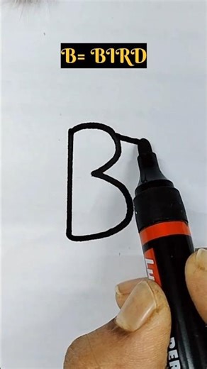 B Turns Into Bird | Easy Bird Drawing Video #shorts #shortsfeed #bird #viral