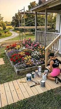 Total Front Porch Transformation! 🌸 Weeding, Planting, and Restaining My Deck