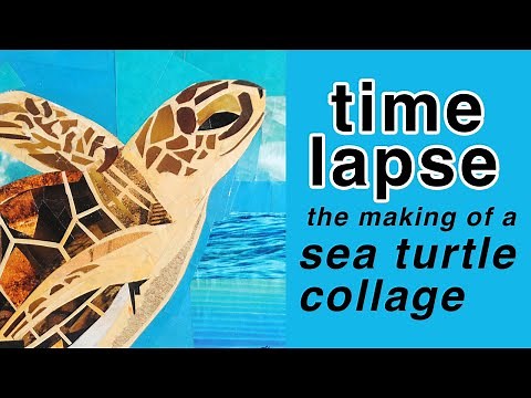 Making a Sea Turtle Collage from Magazine Cutouts