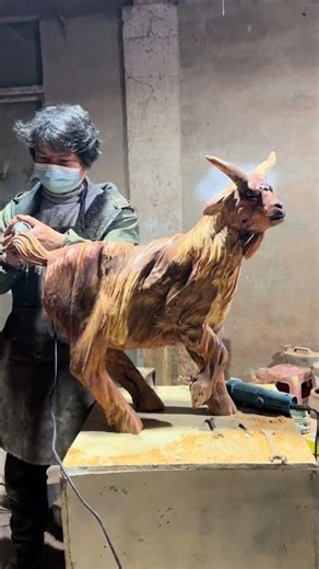 A carved sheep. #asmr #wood #woodworking #wooddesigner #woodwork #diy #woodstatue