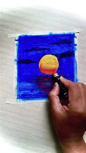 Easy Ocean Wave Drawing with Oil Pastels 🌊 | Step-by-Step Tutorial#shorts